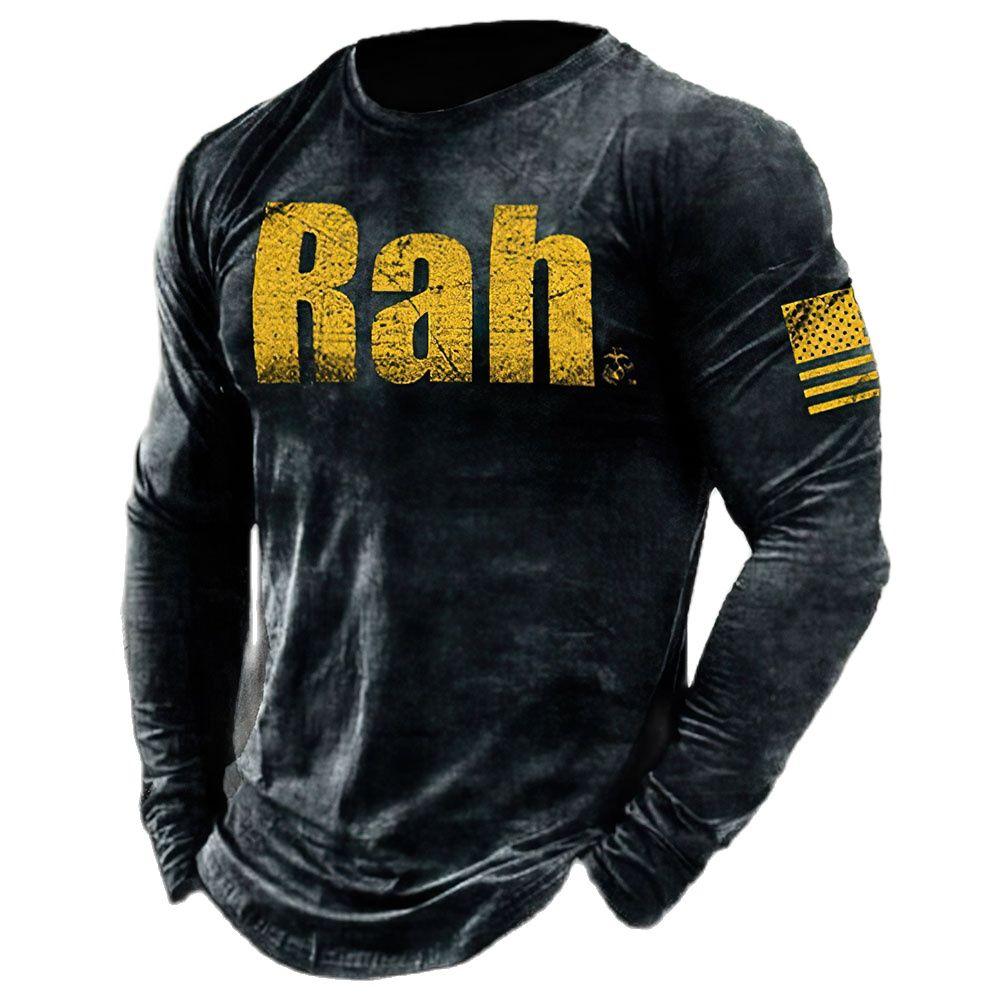 Men ‘s Vintage Long Sleeve T Shirt 3D Print Spring Autumn Hip Hop Streetwear O-Neck T Shirts Loose Tops Tees Men Clothing