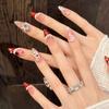 Yihe Wearable Nails - Red Velvet Snowflake Christmas Blush French Manicure (Purely Handmade)