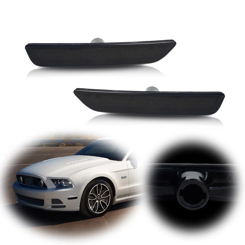 2 Headlights Marking Side White Led With Lens Smoke For Ford Mustang 10-14