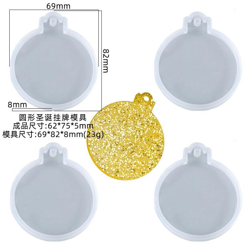 Fancyfamily 4pcs DIY Crystal Drip Glue Circular Hanging Silicone Mold Christmas Decoration Pendant Circular Keychain Mold