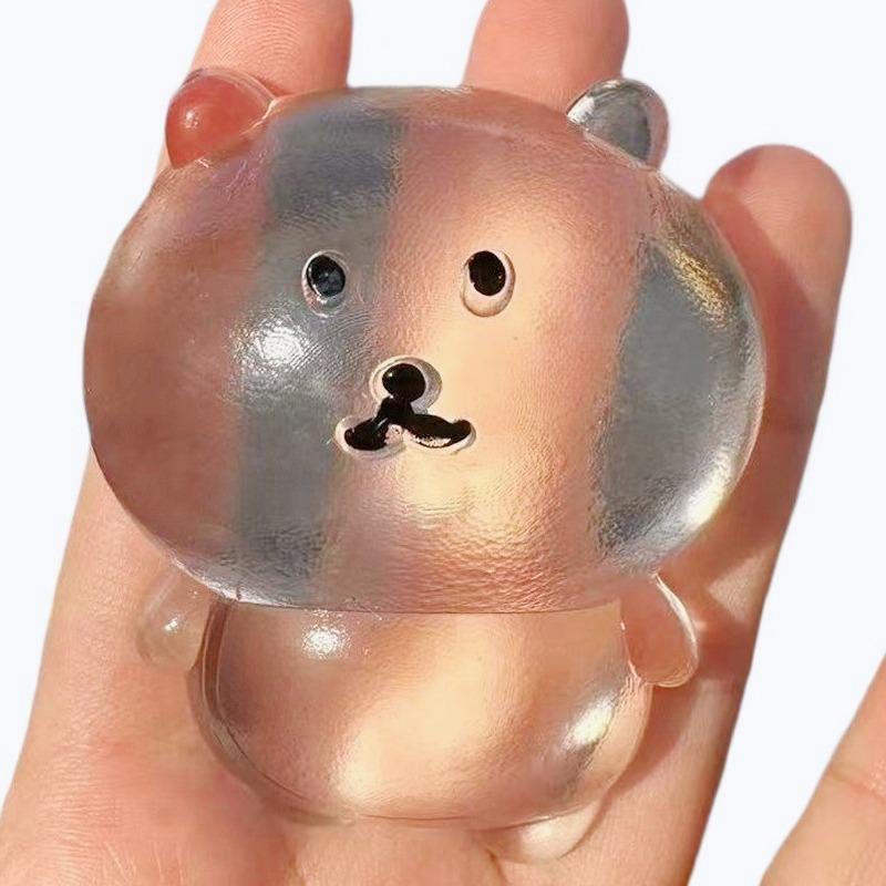 Cute Self Deprecating Bear Squeeze Toy Transparent Kawaii Expression Fidget Toy Squishy Sensory Anti-stress Christmas Gift