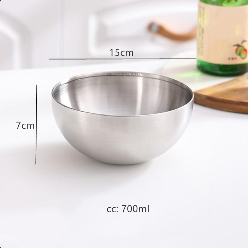 1PC High Quality Kitchen Cutlery Soup Bowl Household Mixed Rice Fruit Salad Bowl Korean 304 Stainless Steel Ramen Noodles Bowl