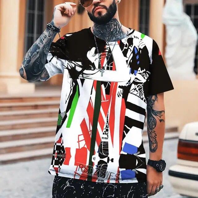 Letní pánské tričko Umění různých rozměrů 3D tisk Pánské topy Humorné Abstraktní Vtipné Šití Vysoká kvalita