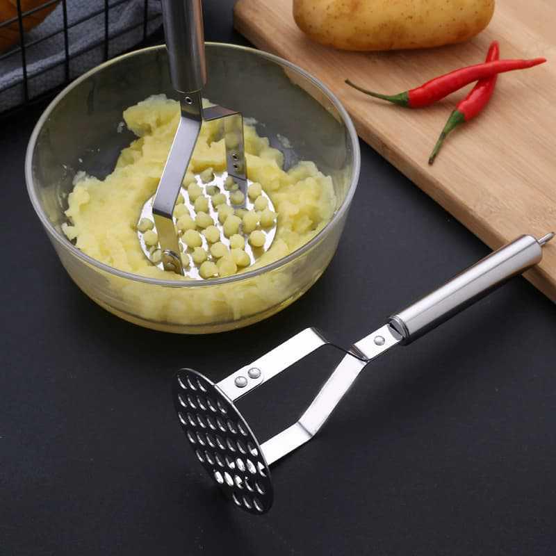 Stainless Steel Manual Potato & Baby Food Masher, Wavy Potato Press Kitchen Gadget