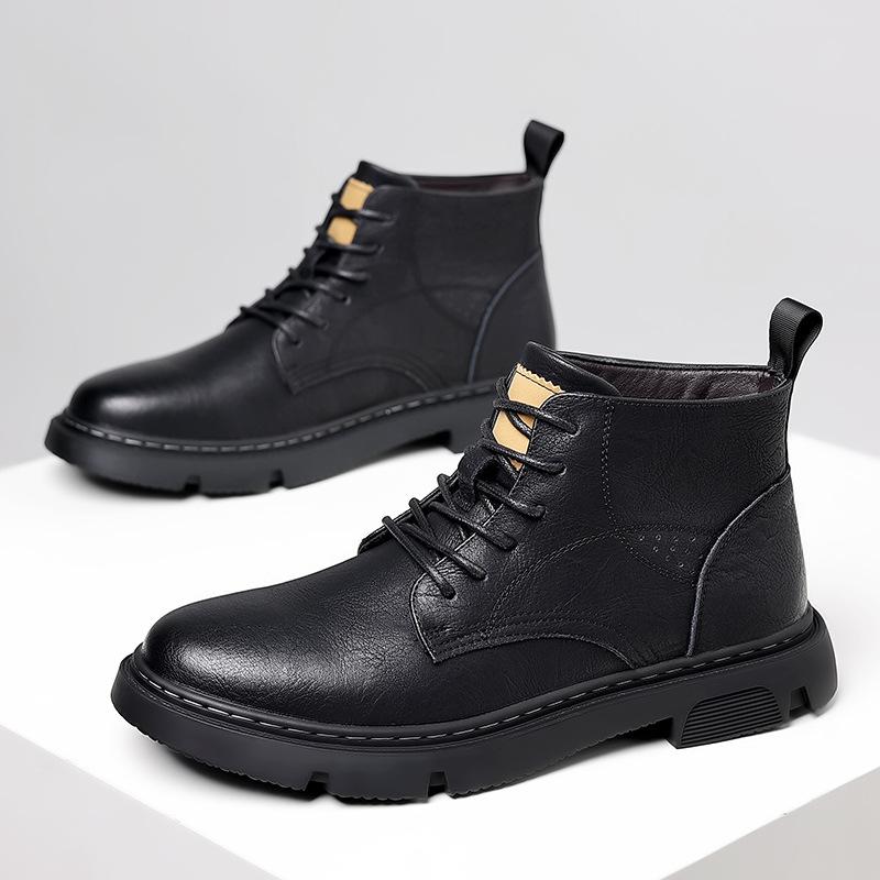Autumn and winter new men s Martin boots versatile trend casual short boots men s boots 38 чёрный