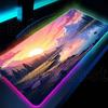 Tappetino per Tavolo da Gioco a LED Stile Anime e Paesaggio Montano Onirico Mouse Pad RGB con Colore Retroilluminato Tappetino per Tavolo Mouse Pad Antiscivolo in Gomma