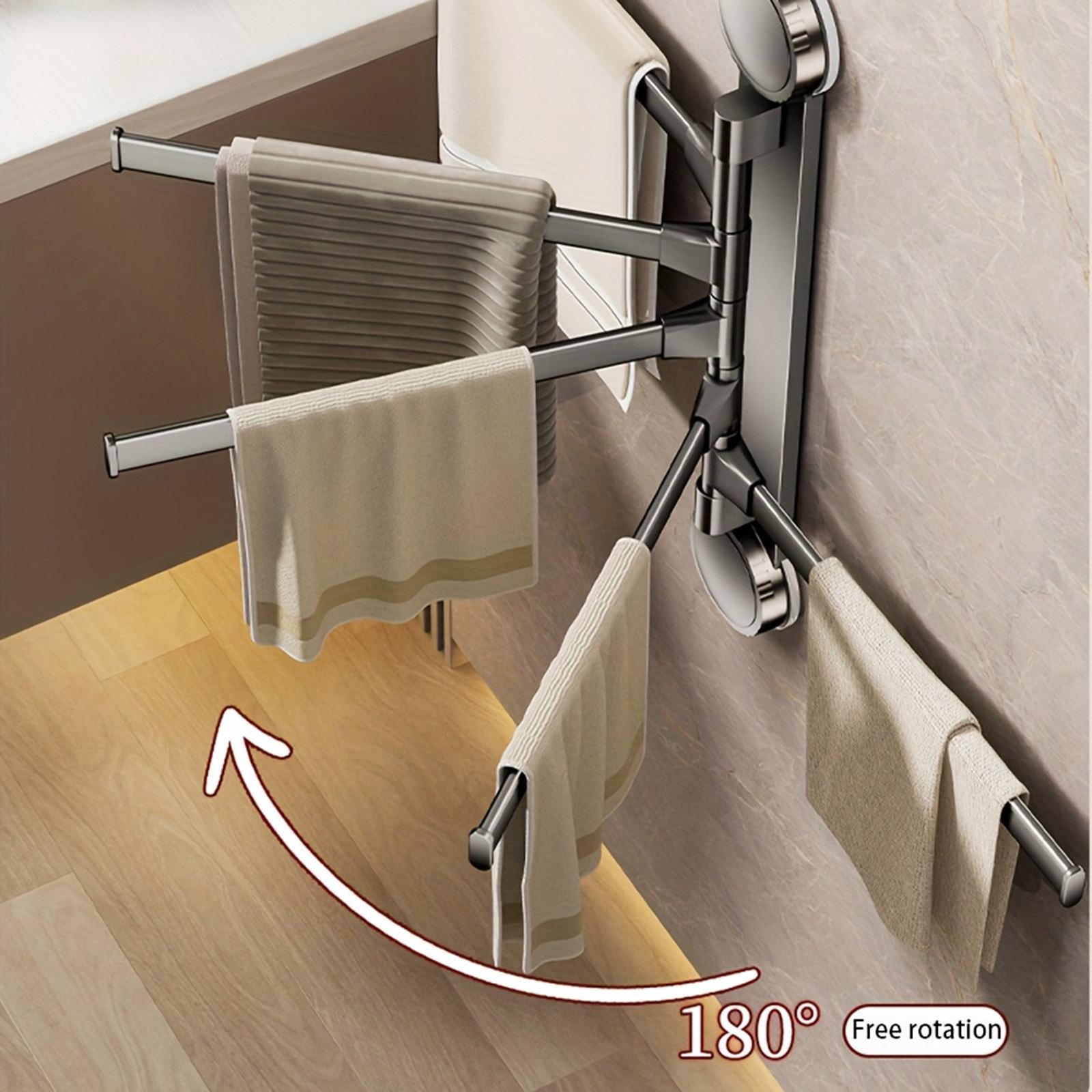 Suction Cup Rotating Wall Mounted Foldable Multi Rod Storage Rack Without Holes Drilled one size чёрный