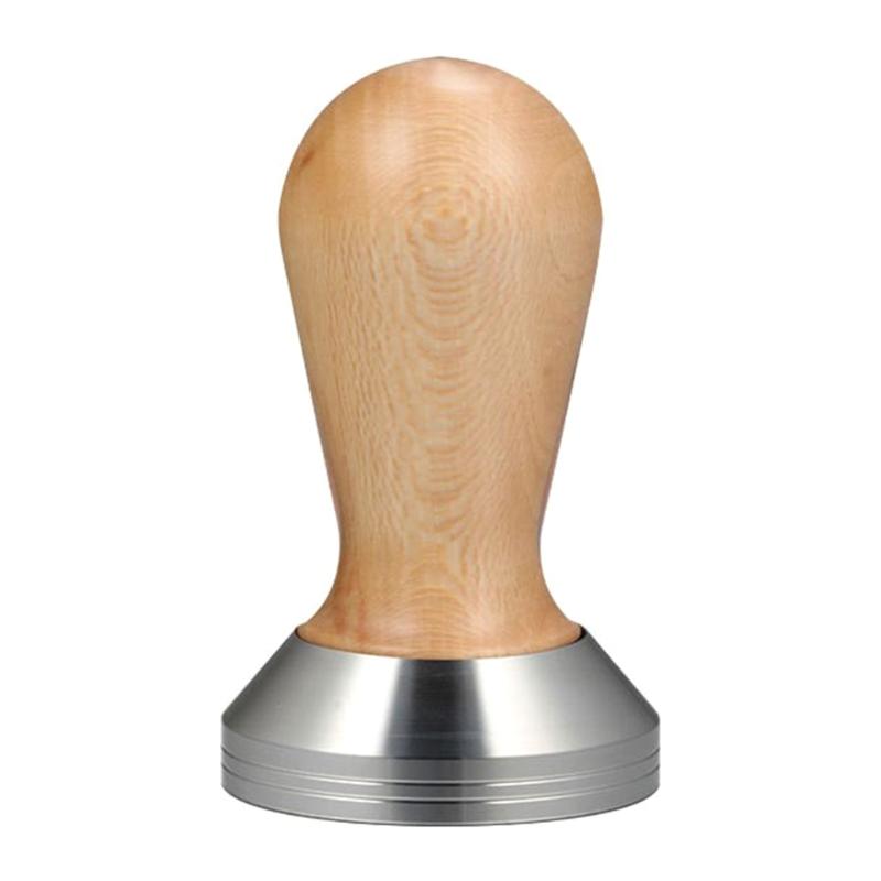 Hochwertiger Edelstahl-Espressokaffee-Tamper mit Holzgriff für ergonomischen Komfort, gleichmäßigen Druck und einfache Reinigung