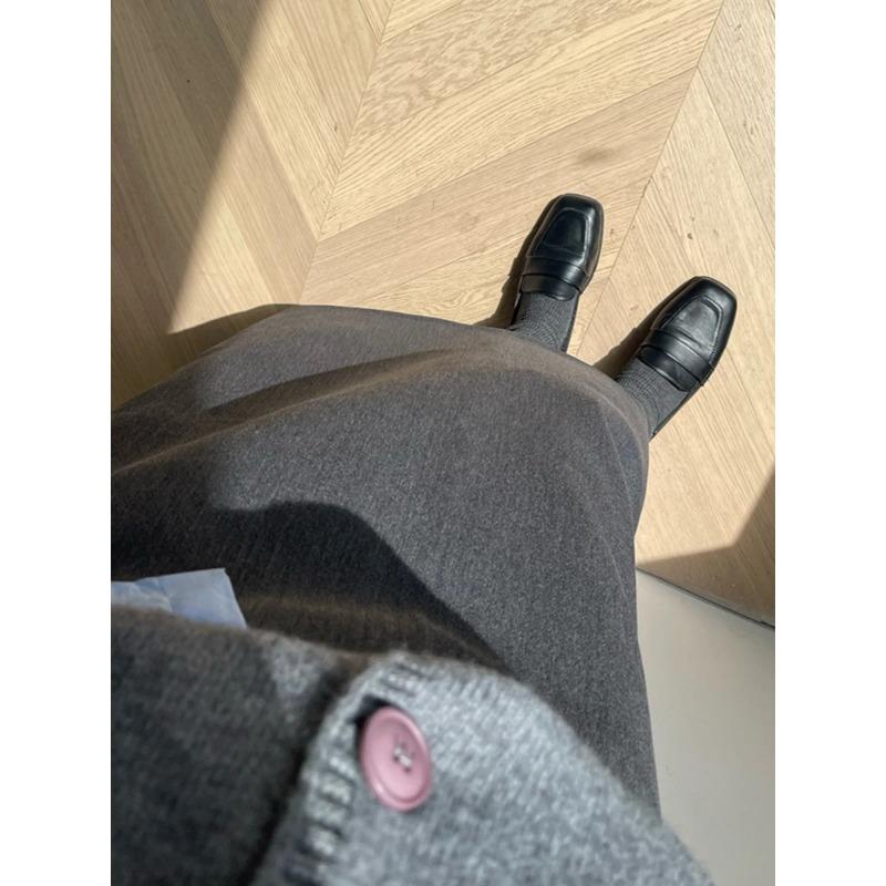 With Sweater Coat Skirts Autumn and Winter New Gray Back Slit Suit Skirt