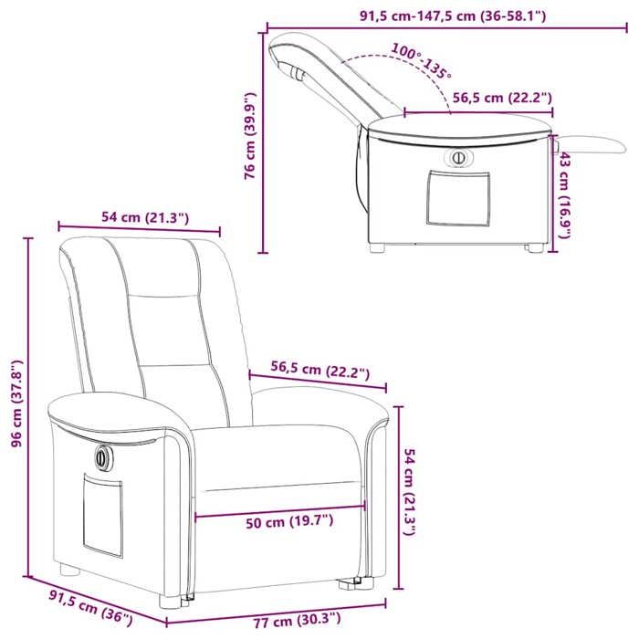 VidaXL Electric Recliner Dark Brown Fabric, Electric Reclining Chair, Electric Armchair for People 3303279