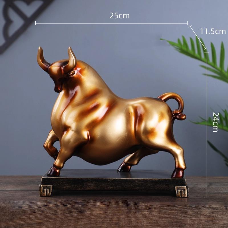 Resin Handicrafts Simulation Animal Sculpture Cattle Bull Golden Ox Decorative Figurines Home Decoration Accessories