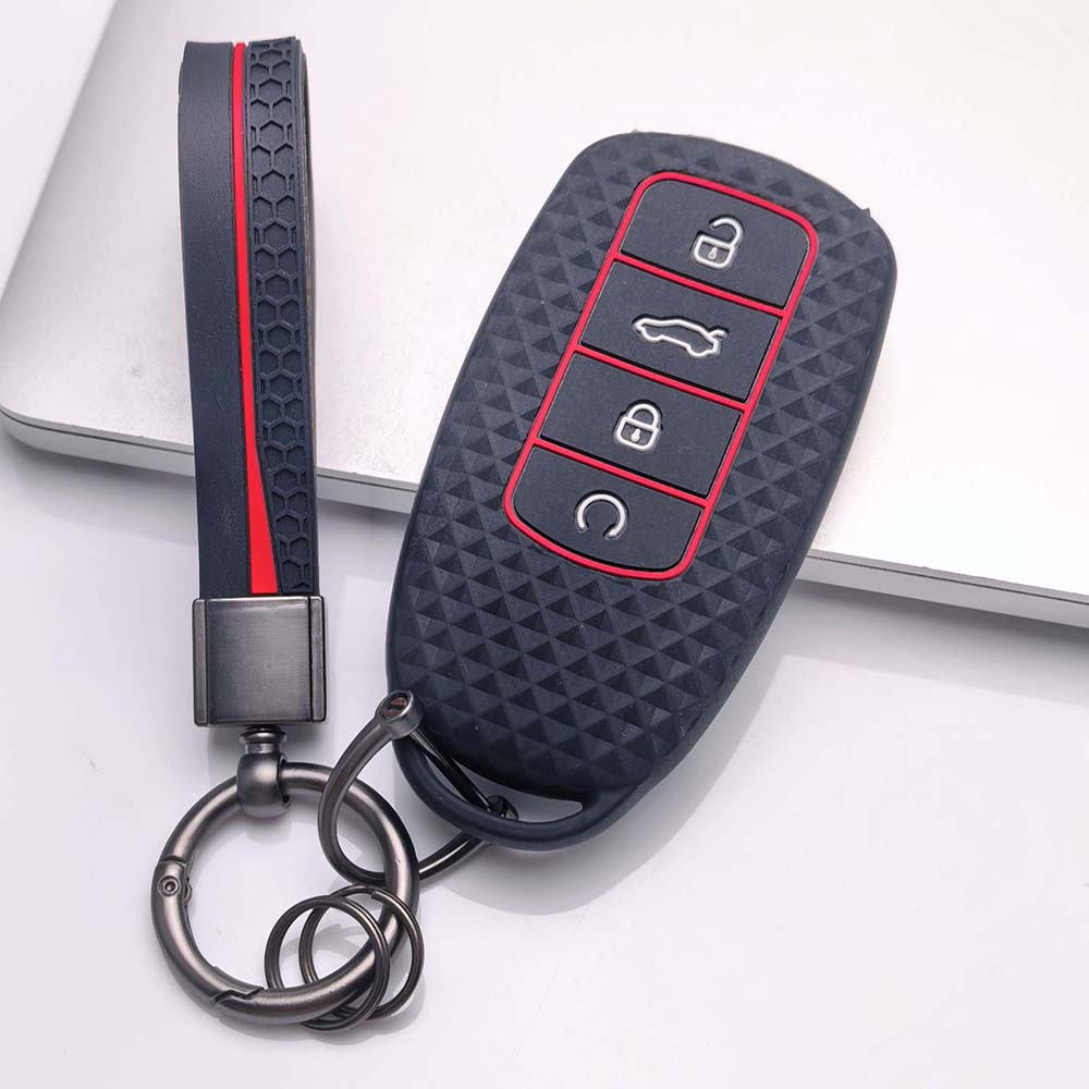 Key Fob Cover for Chery Tiggo with Keychain Anti-Scratch Guard Shockproof Protection Soft Grip Texture Responsive Button Touch Dust Resistant Cover