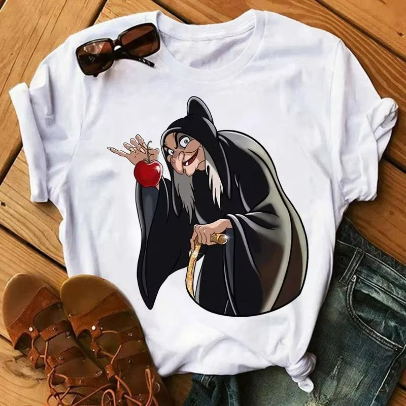 

Жіночі футболки MINISO Kawaii з принтами принцес Disney Harajuku Streetwear Hip Hop Повсякденні футболки з коротким рукавом та круглим вирізом 2XL