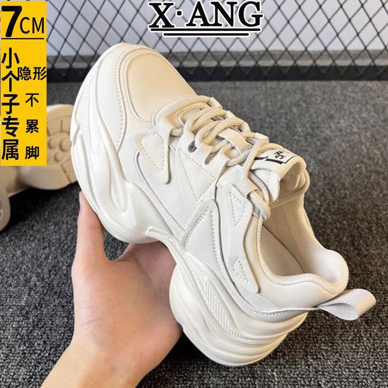 Thick-soled Heightening Small Women's Shoes Leather Dad Shoes Spring and Summer New Lightweight Casual Sports Shoes Women's