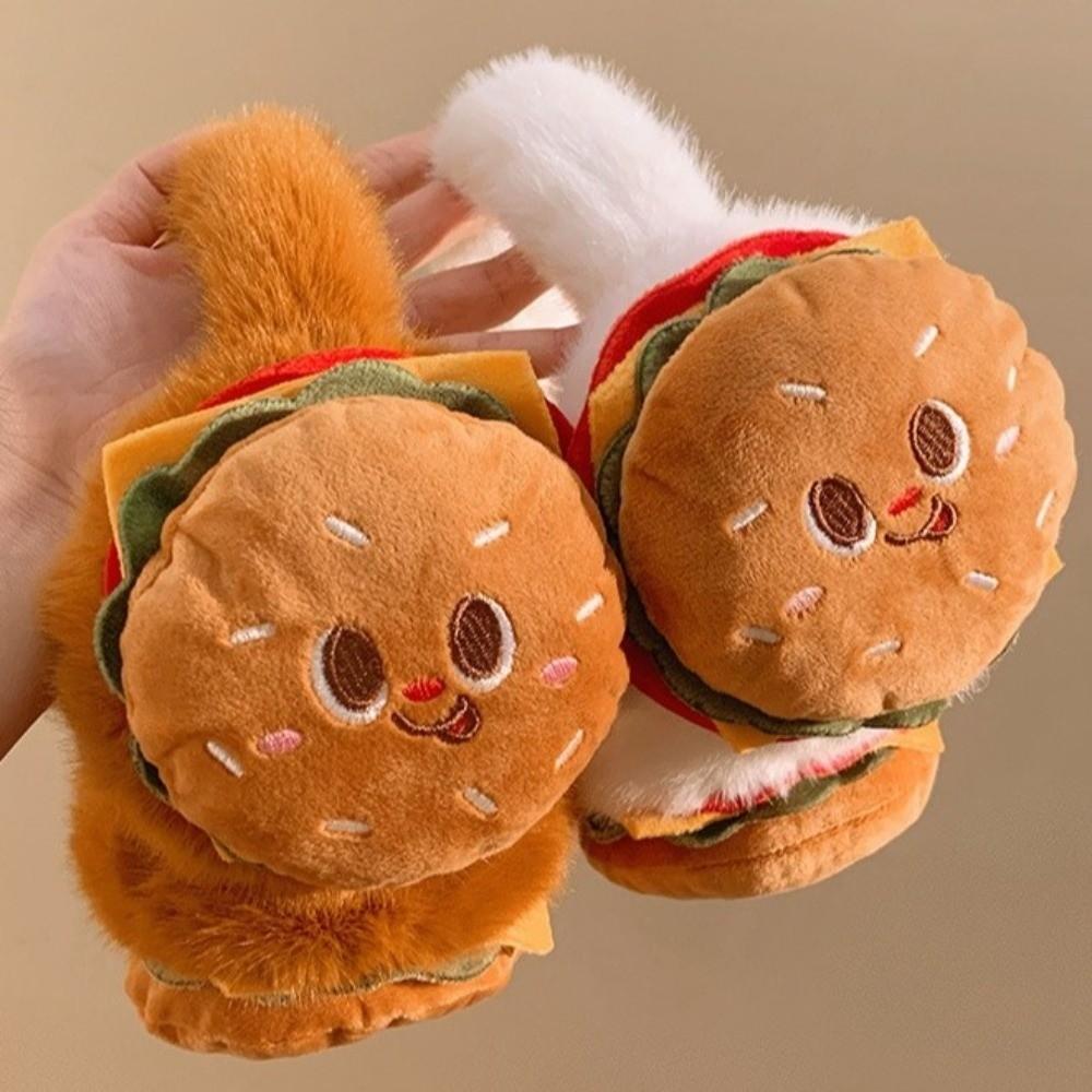 Warm Soft Hamburger Ear Warmer Thickened Funny Ear Cover Foldable Windproof Cold Protection Earmuffs Riding