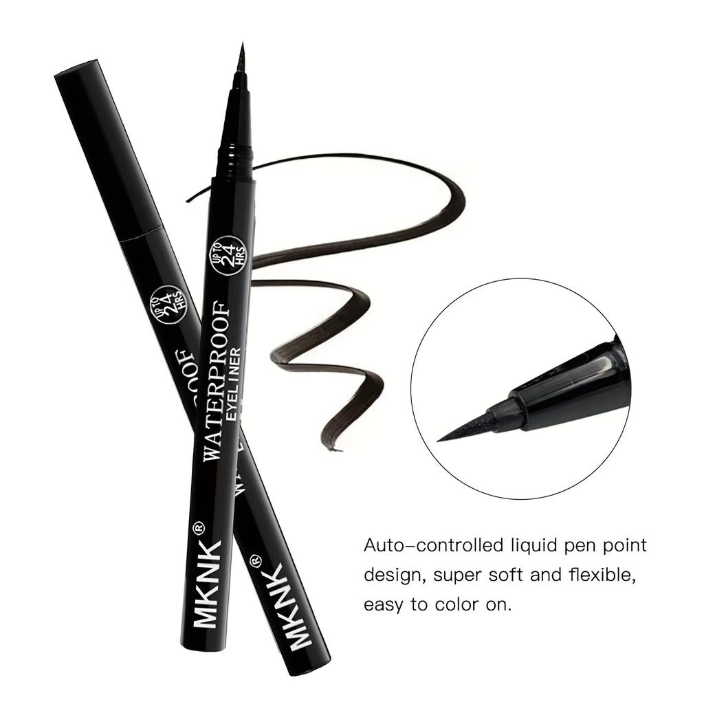 Wasserfester Flüssig-Eyeliner-Stift - Langanhaltend, Wischfest, Feine Spitze für Präzisen Winged Liner, Schnelltrocknend, Schwarzer Filzspitzen-Eyeliner