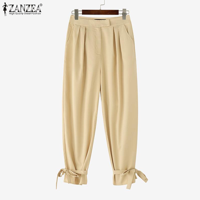 ZANZEA Womens Casual Solid Color Loose Cropped Pants
