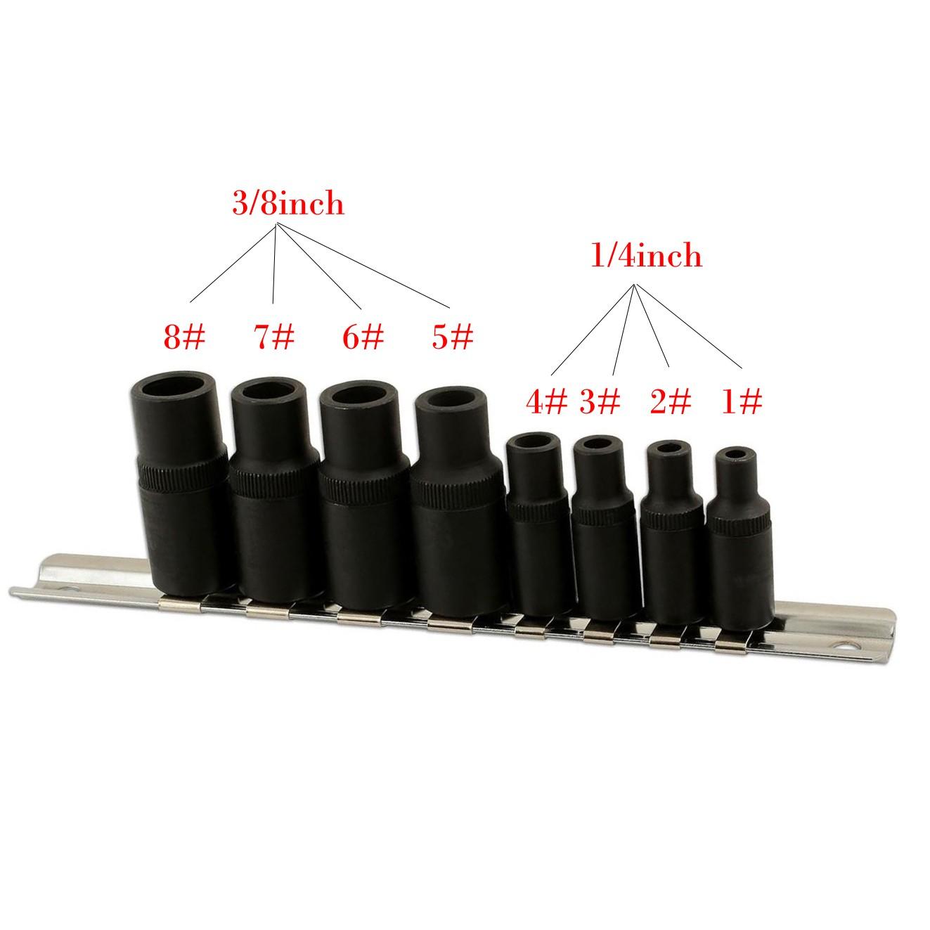 

8Pcs Tap Socket Set 1/4 3/8inch Sockets for Driving Thread Cutting Taps 1.5-12mm