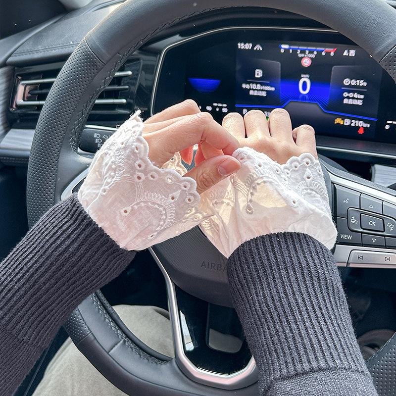 1 para Wiosenne Fałszywe Rękawy Swetra Przedłużacze Mankiety Kobiety Odpinane Fałszywe Rękawy Damskie Falbanki Bluzka Ocieplacze na Nadgarstki