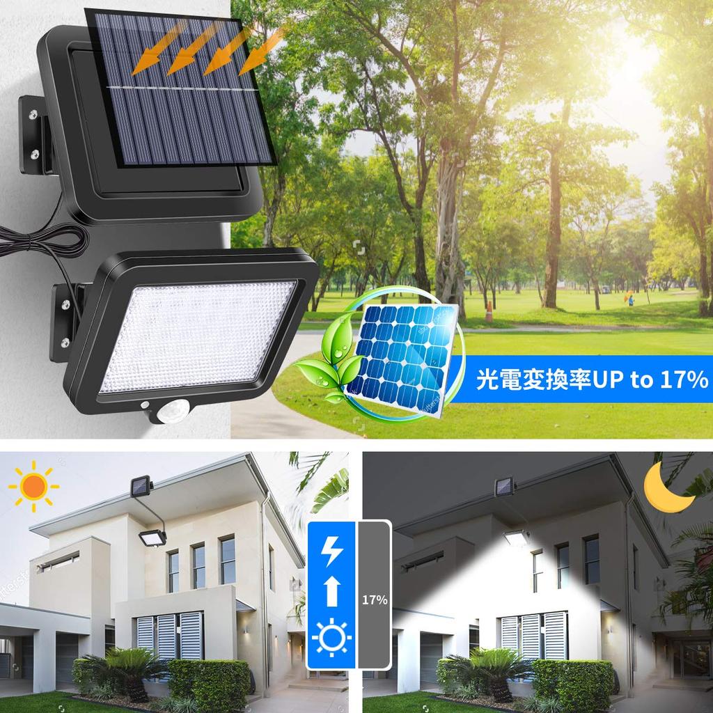 Hibao Outdoor Solar Sensor Light, 56 Ultra-Bright LEDs with 3 Lighting Modes, IP65 Waterproof, Automatically Turns On and Off, Ideal for Security,