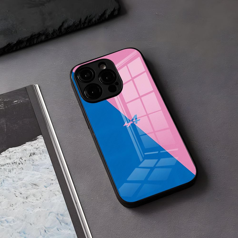 Alpine Logo Trikolóra Francouzský Kryt na Telefon Pro IPhone 17 Air 16 E Pro Max 15 14 13 Mini 12 Pro 11 Max Plus Černý Skleněný Kryt