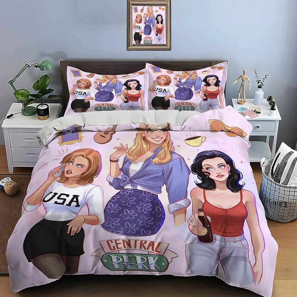 Funny Friends Print Bedding Set Duvet Cover 1 Duvet Cover 2 Pillowcases Adult And Children Bedding Set Luxury TV Show Pattern
