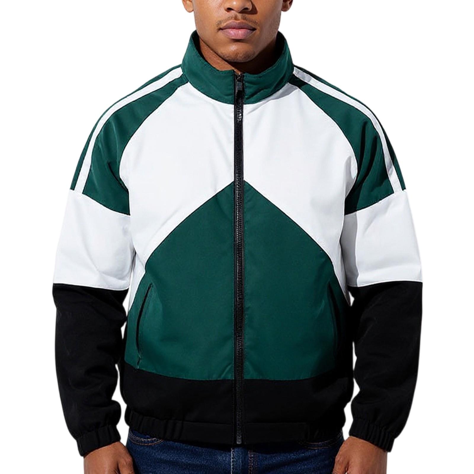

Мужская куртка, Спортивная и повседневная свободная куртка, Молодежный топ с цветными блоками XXL зелёный