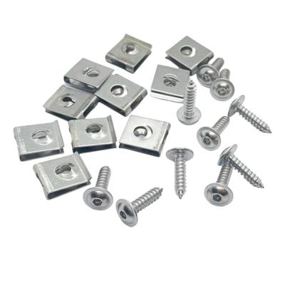 Kit d'écrous et de boulons pour moto 10 jeux Pièces générales Type U Large Acier inoxydable
