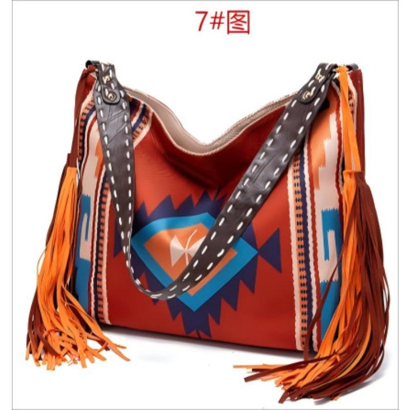 European and American Retro Bohemian Handmade Woven Flowing Silk Cotton and Linen Single Shoulder Large Bag for Women