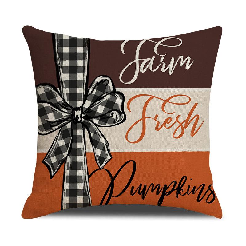 Höst Pumpa Kuddfodral Heminredning Linne Tryck Thanksgiving Högtid Prydnadskuddfodral Vardagsrum Soffa