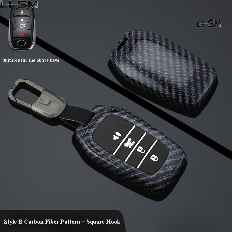 Abs Carbon Fiber Auto Key Fob Cover Case - Fit For Toyota Rav4, Camry, Highlander, Prado, Corolla, Crown (Remote Key Fob Compatible)