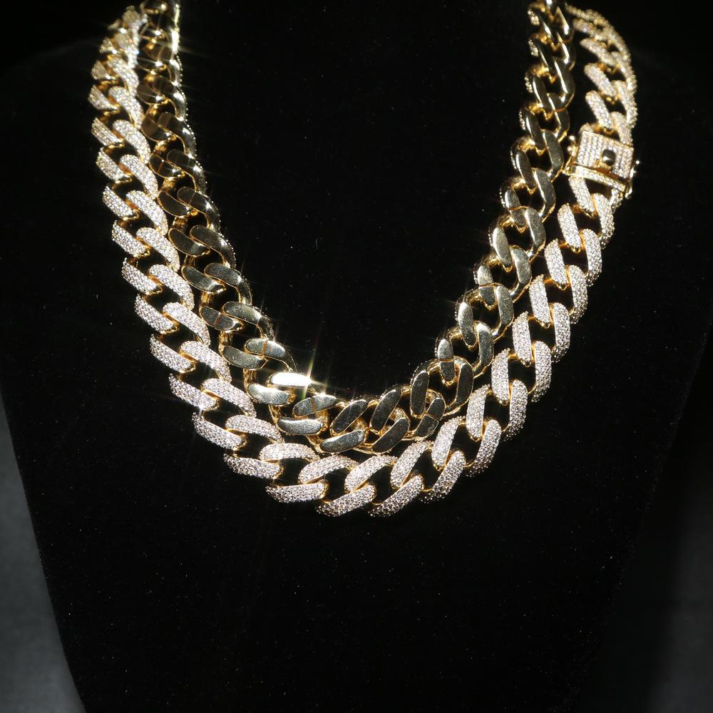 

15mm Men s Diamond Punk Rock Cuban Chain Necklace - European & American Trend
