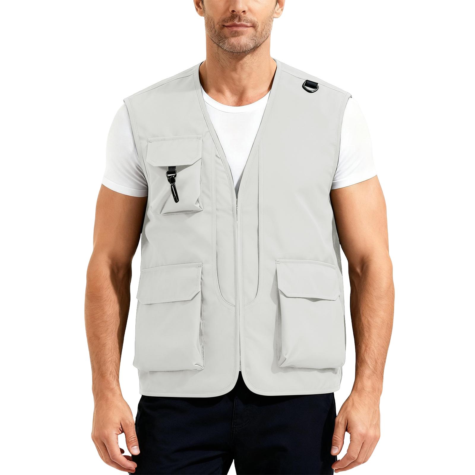 

Мужской уличный рыболовный жилет, легкая безрукавная утилитарная куртка-карго для походов и охоты XL белый