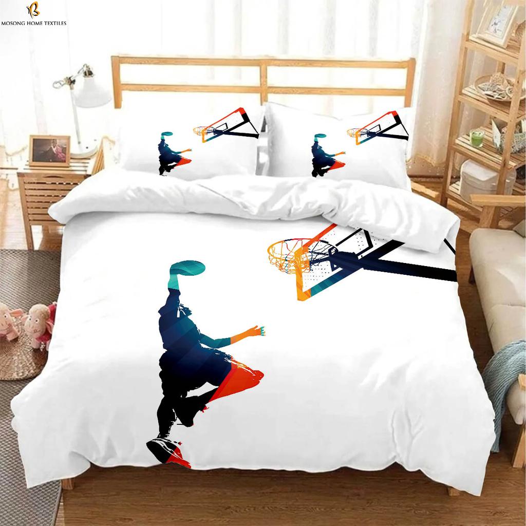 Sports Basketball 3d Printing Quilt Cover 100% Polyester Bedding Set Duvet Cover Pillowcase Three-Piece Set