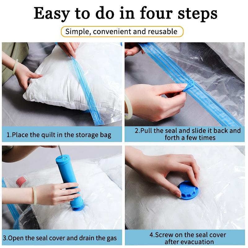 5Pcs Vacuum Storage Bags With Valve Folding Compressed Space Saving Clothes Storage Big Size For Towel Cloth Blanket