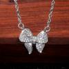 Elegant Full Paved Bow Pendant Necklace for Women Sparkling Stone Design Dainty Romantic Everyday Party Jewelry Gift for Her