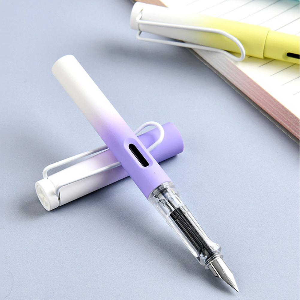 1pcs Gradient Fountain Pen Plastic EF/F Nib Quick-Drying Smoothing Writing Pens Stationery School Office Supplies Ink Pen