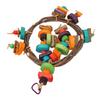 Bird Cage Hanging Ring Toys Fun Colorful Bite Resistance Wooden Parrot Chew Toys for Budgies