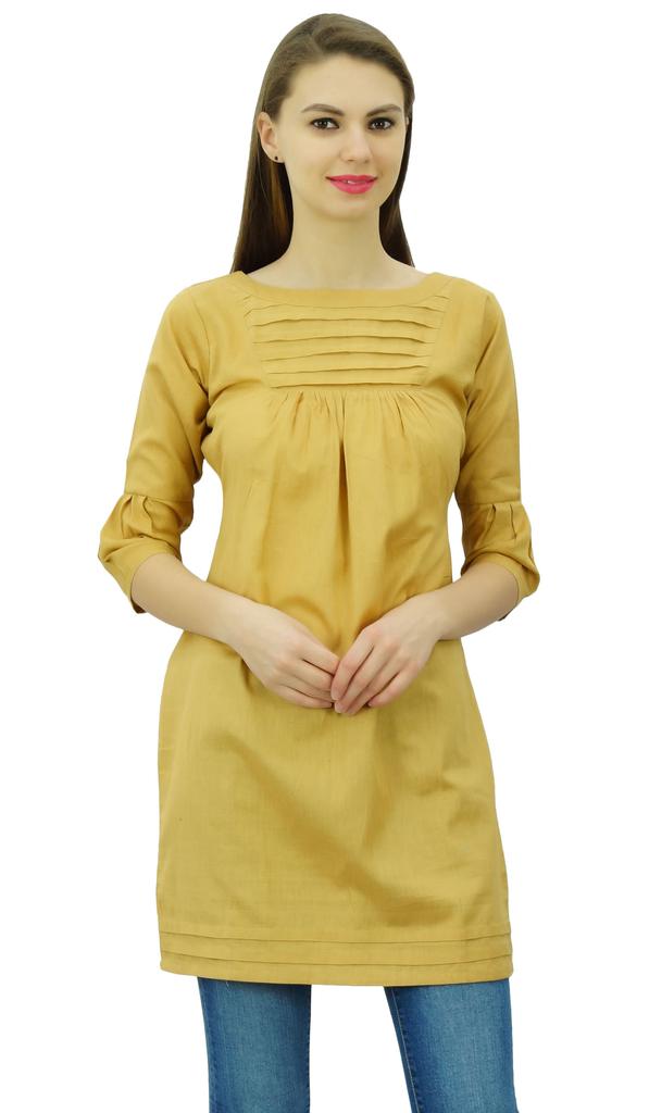 Phagun Womens Cotton Tunic 3 4 Sleeves Short Kurti Casual Summer Blouse