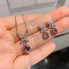 Jewelry Popular Necklace Retro Color Treasure Simulation Pink Diamond Earrings Pendant Jewelry Set