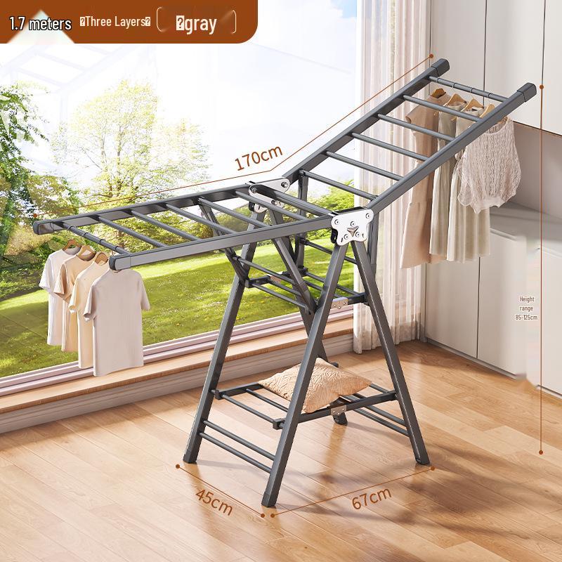 Adjustable Foldable Clothes Drying Rack for Indoor/Outdoor Use - Ideal for Bedroom, Balcony, and Baby Items.