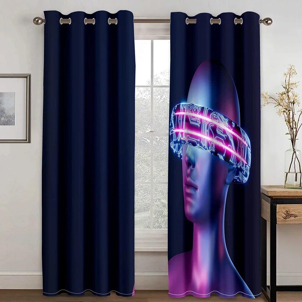 Metaverse Robot Blackout Curtains High Shading For Bedroom Living Room Bathroom Kitchen Door Hall New Pattern