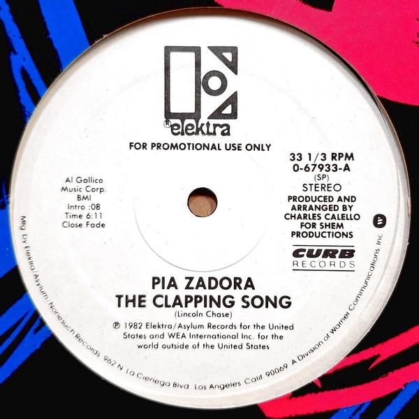 

12inch Record PIA ZADORA Clapping Song 067933PROMO ELEKTRA 1982 US SoulFunk Used