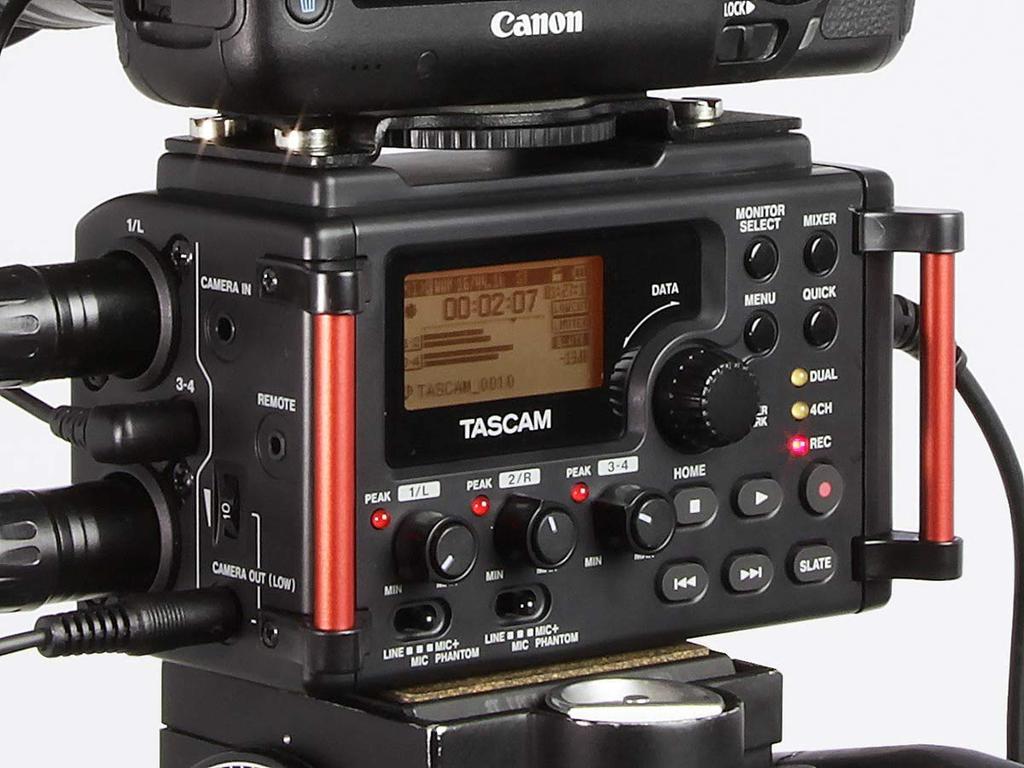 TASCAM DR-60DmkII Multi-Track Field Recorder Bundle 4-Input 4-Track with EMB Cable and Gravity Magnet Phone Holder