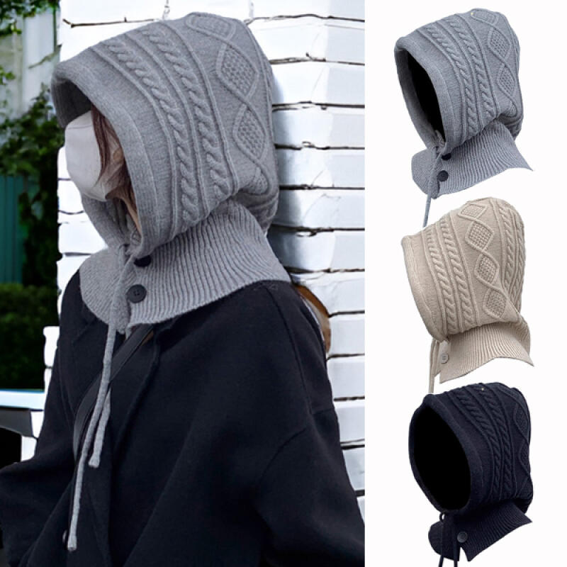 Lucron Women s Winter Balaclava Knit Hooded Hat gray
