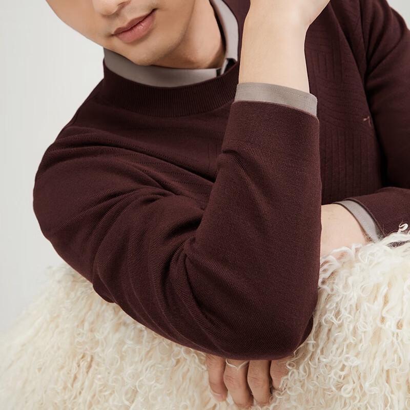 Septwolves Men's Jacquard Round Neck Wool Blend Sweater
