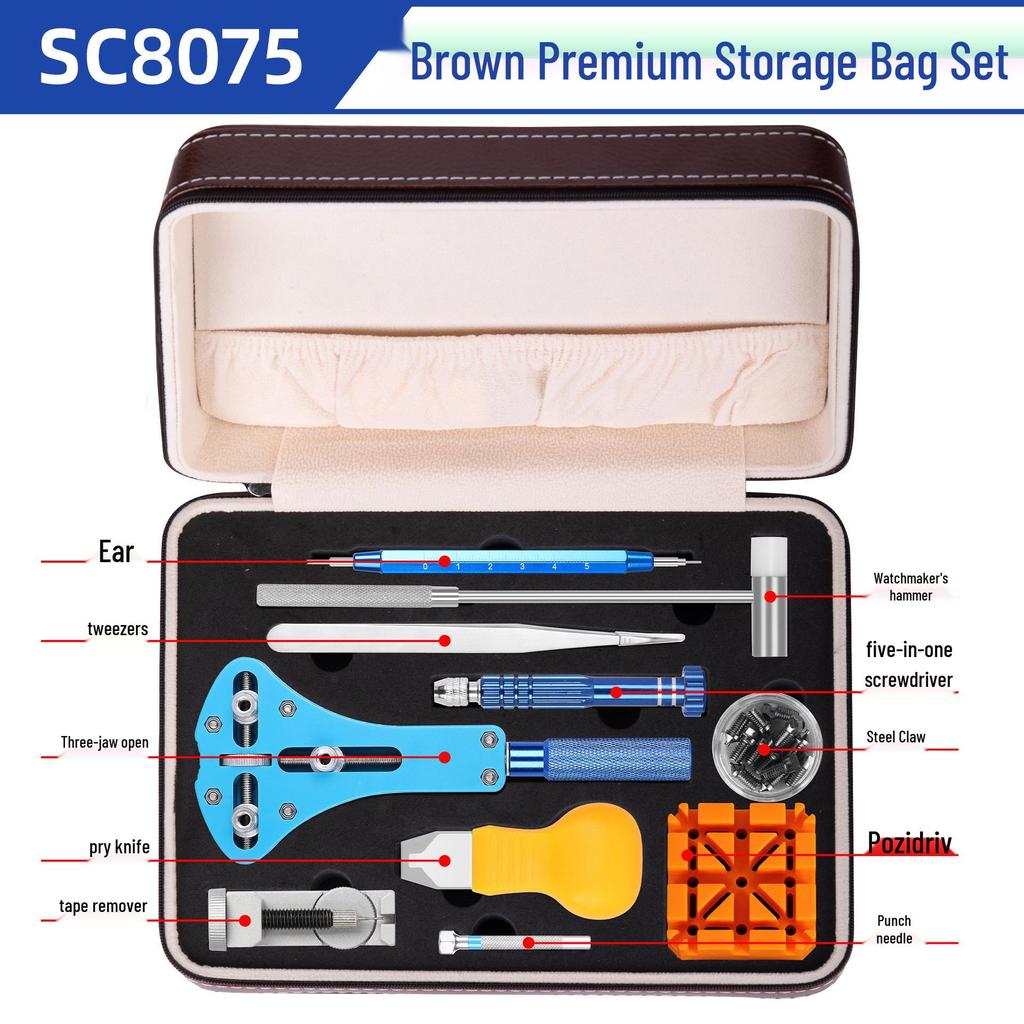 Mechanical Watch Repair Tool Set for Case, Band Removal, Link Adjustment, and Battery Replacement