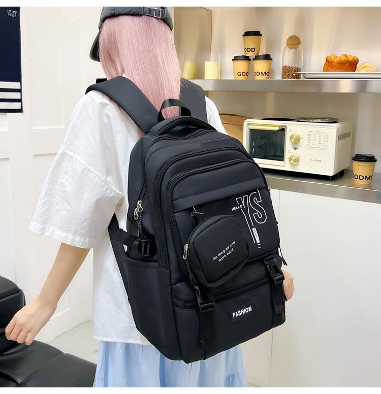 Korean-Style Color Block Backpack - Versatile, Fashionable, Large Capacity for Middle and High School Students