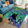 3D Black Cat K-Klimt Garden Flowers Carpet Rug for Art Living Room Decor Sofa Home Gifts Kids Game Area Rug Non-slip Floor Mat