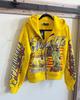Cardigan con cappuccio alla moda hip-hop streetwear retro americano con stampa di lettere, maglione sportivo ampio Harajuku